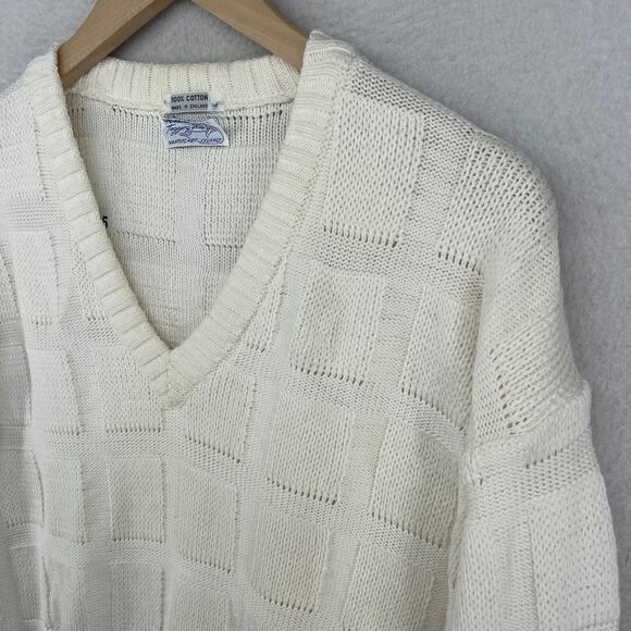 MURRAYS TOGGERY Sweater Women M Textured Windowpane Cotton Off White VTG England - Picture 6 of 12